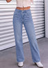 Modern Blue Women's Rhinestone Wide Leg Jeans, High Waisted Stretch Glitter Sparkly Embellished Denim Pants, 29.5