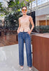 GRAPENT Women's High Waist Wide Leg Jeans | Stretchy Denim, Front Seam, 29.5