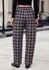 GRAPENT Women's High Waisted Plaid Barrel Pants | Tapered Wide Leg, Elastic Drawstring Waist, Front Pockets, Work Office Casual Fall Outfits