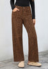 GRAPENT Women's High Waist Wide Leg Leopard Jeans | Stretchy Denim, Baggy Loose Fit, 29.5