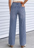 Bay Blue Women's Rhinestone Wide Leg Jeans, High Waisted Stretch Glitter Sparkly Embellished Denim Pants, 29.5