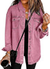 Lilac Rose Button-Up Oversized Women's Denim Shacket