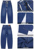 Darkness Blue Barrel Jeans for Women High Waisted Baggy Drawstring Wide Leg Denim Pants Stretchy Ankle Length 27.5 Inseam Casual Trendy
