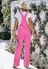 Hot Pink Women's Overall Straight Leg Jumpsuits Stretch Loose Fit Baggy Bib