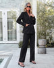 Black Women's 2 Piece Double Breasted Pantsuit — Double Breasted, Wide Leg & Structured Shoulders, Professional Dressy Pantsuit Set, Office Chic, 2026 Fall Fashion