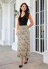 Sand Cheetah Women's Leopard Print Satin Maxi Skirt — High Waisted Bias Cut A Line Slip Skirt with Stretchy Elastic Waistband