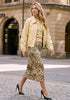 Golden Brown Cheetah Women's Leopard Print Satin Maxi Skirt — High Waisted Bias Cut A Line Slip Skirt with Stretchy Elastic Waistband