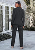 Charcoal  Women's Elegant Business Pantsuit — Single Button Blazer & High Waisted Pants with Adjustable WaistbandWomen's Elegant Business Pantsuit — Single Button Blazer & High Waisted Pants with Adjustable Waistband