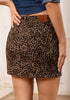 Brown Cheetah Print Mini Skirt for Women High Waist Stretchy 90s Animal Print Short Skirt Fall Country Concert Outfit Western Style