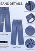 GRAPENT Women's High Rise Wide Leg Jeans | Stretchy Denim, Adjustable Cinch Waist, 30