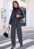 GRAPENT Women's High Waisted Plaid Barrel Pants | Tapered Wide Leg, Elastic Drawstring Waist, Front Pockets, Work Office Casual Fall Outfits
