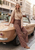 GRAPENT Women's High Waisted Wide Leg Plaid Pants | Tartan Pattern, Elastic Waist Drawstring, Pockets, Relaxed Fit, Casual Daily Fall Outfits