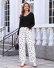 GRAPENT Women's High Rise Polka Dot Barrel Jeans | Stretch Denim, Elastic Drawstring Waist, 27