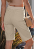 LookbookStore Women's Safari Relaxed Fit Bermuda Shorts with Drawstring Waist and Utility Cargo Pockets