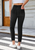 LookbookStore Washed Black Cropped Straight Leg Jeans for Women High Waisted Slim Fit Denim Pants with Pockets