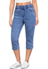 LookbookStore Timeless Blue Women's Denim Elastic Waist Pocket Regular Skinny Slim Straight Slims Classic Capri Jeans