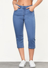 LookbookStore Timeless Blue Women's Denim Elastic Waist Pocket Regular Skinny Slim Straight Slims Classic Capri Jeans