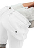 Cream White Women's Denim Fleece Mid Waist Thermal Jeggings Warm Trousers Jeans