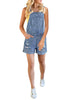 Classic Blue Roll-Over Hem Ripped Denim Shorts Overall
