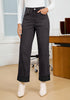 Washed Black Women's Fashionable High Waisted Wide Leg Jeans Casual Jeans Versatile for Commuting