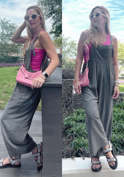 Ultimate Gray Women's Vintage Summer Outfits Loose Wide Leg Overalls
