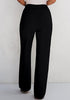 Black  Women's Full-Length Wide Leg Stretch Casual Pants Elastic Waist Relaxed Fit