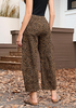 Women's Leopard Print Wide Leg Pants with Drawstring Elastic Waist Casual Loose Trousers for Summer Lounge & Vacation
