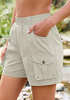 LookbookStore Women Turtledove Elastic Waist Hiking Shorts Quick Dry Zipper Pockets Lightweight 5 Inch Inseam Pull On Camping Cargo Shorts
