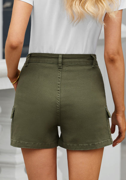 Linsennia Cargo Shorts for Women Camouflage High Waisted Y2k Bermuda Shorts  with Pockets Knee Length Casual (#021 Army Green,S) at  Women's  Clothing store