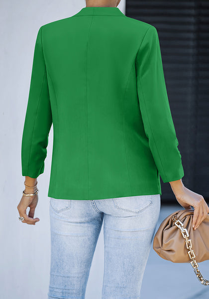 Irish Green Women's Brief 3/4 Sleeve Suit Blazer Open Front Cardigan Casual Jackets