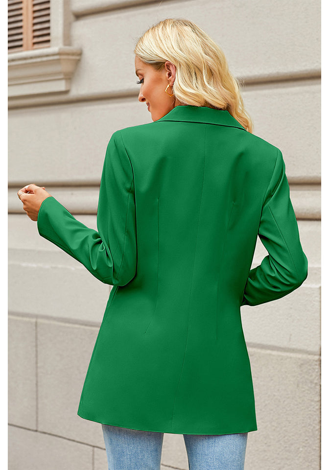 Kelly Green Women s Long Professional Office Casual Pocket Lapel