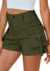 Olive Green Women's High Waisted Cargo Shorts With Pockets Casual Summer Shorts Stretchy Short Pants