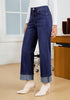 Darkness Blue Women's Fashionable High Waisted Wide Leg Jeans Casual Jeans Versatile for Commuting