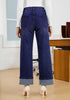 Darkness Blue Women's Fashionable High Waisted Wide Leg Jeans Casual Jeans Versatile for Commuting