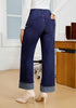 Darkness Blue Women's Fashionable High Waisted Wide Leg Jeans Casual Jeans Versatile for Commuting