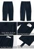 Navy Blue Women's High Wasited Cargo Pants Cuffed Hem Elastic Waist Capri Pants With Pockets
