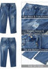 Classic Blue Women's High Waisted Skinny Ripped Denim Jeans Distressed Capris Pants