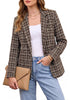 GRAPENT Women's Tweed Plaid Blazer | Notched Lapel, Fully Lined, Shoulder Pads, Single Button, 2 Pockets, Interview Office Business Casual
