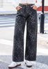 GRAPENT Women's High Waist Wide Leg Leopard Jeans | Stretchy Denim, Baggy Loose Fit, 29.5
