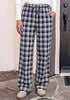 GRAPENT Women's High Waisted Wide Leg Plaid Pants | Tartan Pattern, Elastic Waist Drawstring, Pockets, Relaxed Fit, Casual Daily Fall Outfits