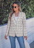 GRAPENT Women's Tweed Plaid Blazer | Notched Lapel, Fully Lined, Shoulder Pads, Single Button, 2 Pockets, Interview Office Business Casual