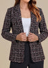 GRAPENT Women's Tweed Plaid Blazer | Notched Lapel, Fully Lined, Shoulder Pads, Single Button, 2 Pockets, Interview Office Business Casual