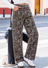 GRAPENT Women's High Waist Wide Leg Leopard Jeans | Stretchy Denim, Baggy Loose Fit, 29.5