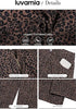 Mini Brown Leopard Women's Trendy Leopard Barrel Jeans — High Waisted Baggy Wide Leg Stretchy Denim Pants with Front Seam & Ankle Length