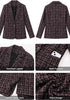 GRAPENT Women's Tweed Plaid Blazer | Notched Lapel, Fully Lined, Shoulder Pads, Single Button, 2 Pockets, Interview Office Business Casual