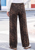 GRAPENT Women's High Waist Wide Leg Leopard Jeans | Stretchy Denim, Baggy Loose Fit, 29.5