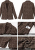 GRAPENT Women's Tweed Plaid Blazer | Notched Lapel, Fully Lined, Shoulder Pads, Single Button, 2 Pockets, Interview Office Business Casual