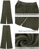 Army Green Women's Casual Elastic Waist Full Length High Waisted Relaxed Fit Stretch Wide Leg Pants in Acrylic Fibers