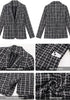 GRAPENT Women's Tweed Plaid Blazer | Notched Lapel, Fully Lined, Shoulder Pads, Single Button, 2 Pockets, Interview Office Business Casual