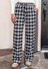 GRAPENT Women's High Waisted Wide Leg Plaid Pants | Tartan Pattern, Elastic Waist Drawstring, Pockets, Relaxed Fit, Casual Daily Fall Outfits